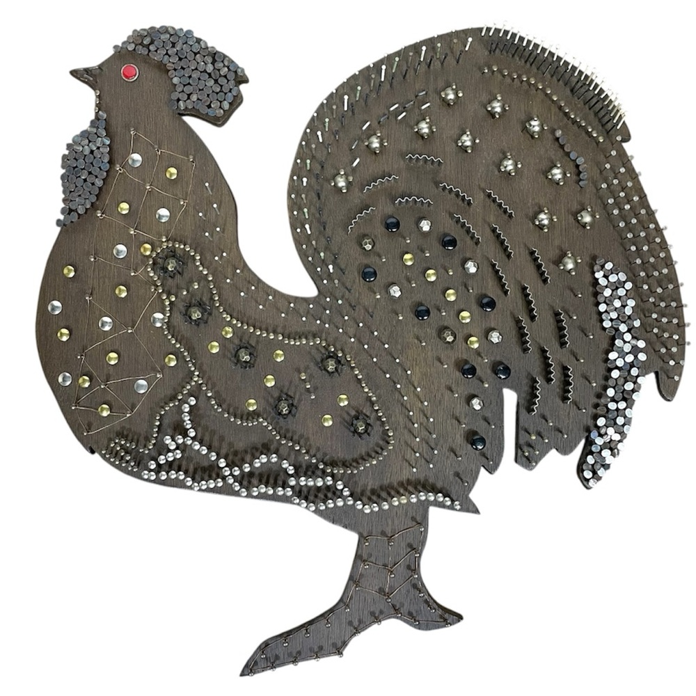 Vintage Rooster Rustic Folk Art Decoration